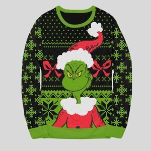 Open Box - The Grinch - Men's Dr. Seuss The Grinch Sweater - Gr Green/Black